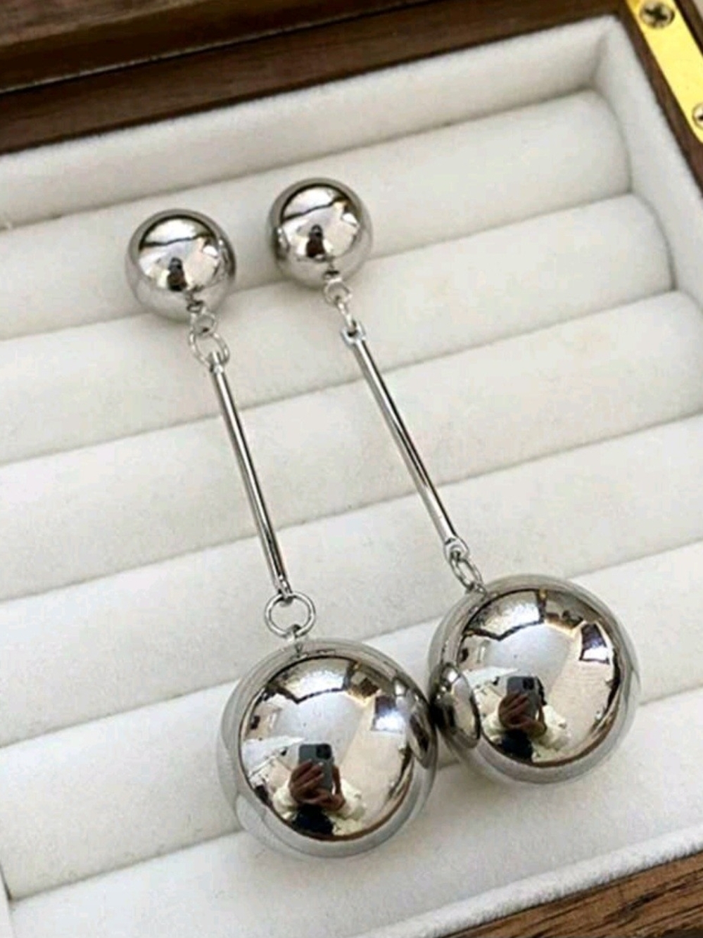 Francesca's Collections Silver Ball Drop Dangle Earrings